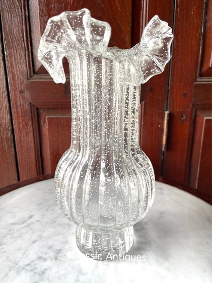 แจกันแก้ว ปากจีบสะบัดสะสมB1 รูปที่ 2