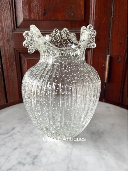 แจกันแก้ว ปากจีบสะบัดสะสมB2