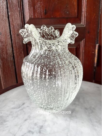 แจกันแก้ว ปากจีบสะบัดสะสมB2 รูปที่ 3