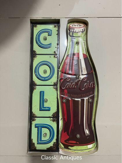 ป้ายไฟ โคล่า สังกะสีสะสม รูปที่ 2