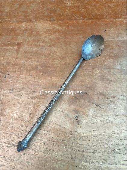 ช้อน หัวบัว ทองเหลืองโบราณเก่าสะสม