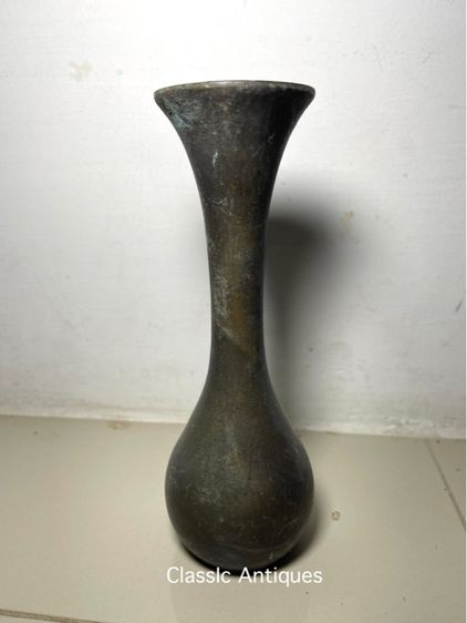 แจกัน ทองเหลือง โบราณ สะสม รูปที่ 6