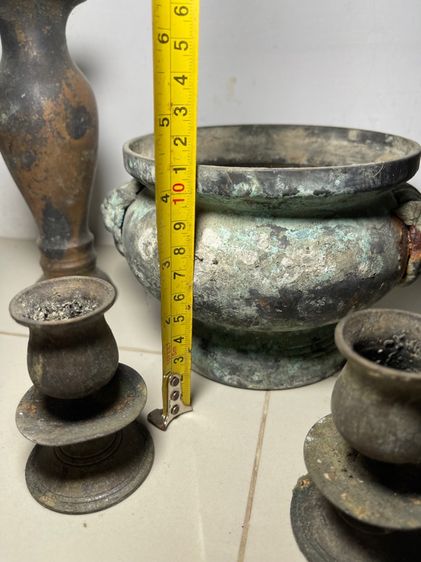 กระถาง ธูป แจกัน เชิงเทียน ทองเหลือง เก่าโบราณสะสมA2 รูปที่ 6