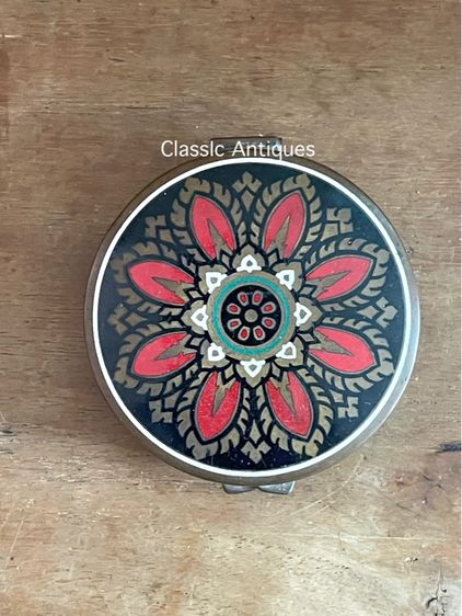 ตลับ ทองเหลืองลงยา BRONZE ใบใหญ่ เก่าโบราณสะสมB27