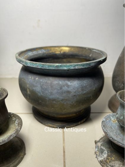 กระถาง ธูป แจกัน เชิงเทียน ทองเหลือง เก่าโบราณสะสมA3 รูปที่ 8