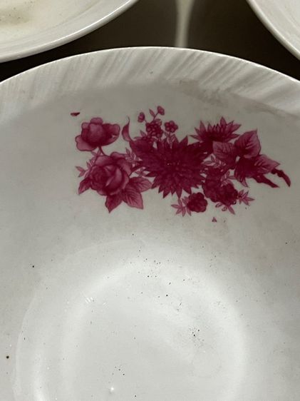 ชาม ลายดอกแดง โบราณเก่าสะสมA2 รูปที่ 3