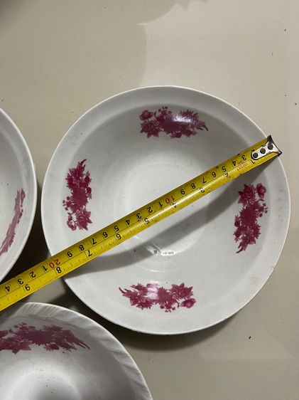 ชาม ลายดอกแดง โบราณเก่าสะสมA2 รูปที่ 6