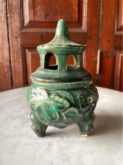 กระถาง กำยาน เคลือบเขียวสะสมA1