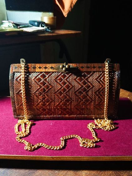 กระเป๋าหญ้าลิเภาแท้จากศูนย์ศิลปาชีพบางไทรสภาพเยี่ยม รูปที่ 5