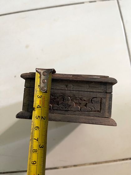 หีบไม้ กล่องไม้สัก แกะสลักลายดอกพิกุลโบราณ เก่าสะสม รูปที่ 15