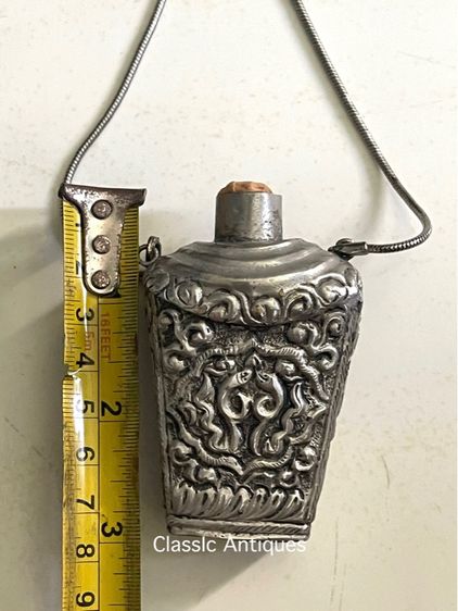 สร้อยคอ แกะสลักลายของมงคล กะไหล่เงินเก่าสะสม รูปที่ 11