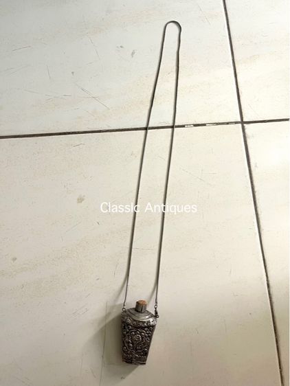 สร้อยคอ แกะสลักลายของมงคล กะไหล่เงินเก่าสะสม รูปที่ 2