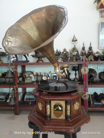 เครื่องเล่นแผ่นเสียงเก่าปากแตรแผ่นครั่งแบบไขลาน รูปที่ 5