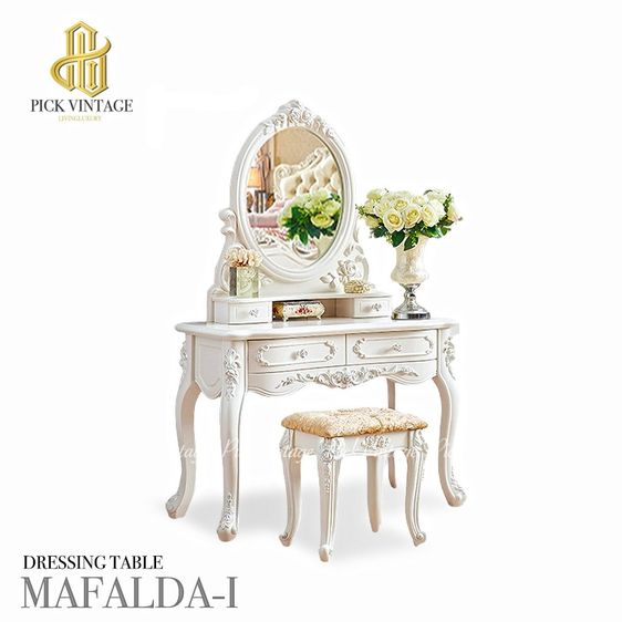 ไม้ MAFALDA-I DRESSING TABLE โต๊ะเครื่องแป้งสไตล์วินเทจ รุ่น มาเฟลดา 1