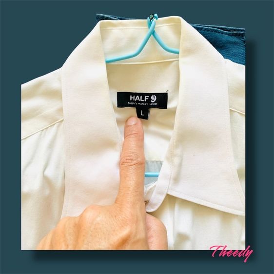 เสื้อเชิ้ตแขนยาว ยี่ห้อ Half (people market London) สีขาว มือสอง