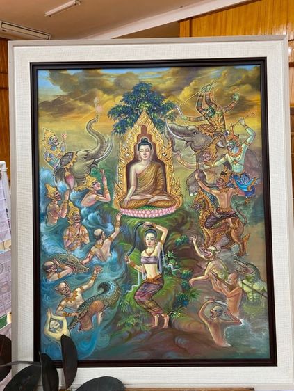 ภาพวาดงานจิตรกรรมไทยประยุกต์ (ตอนมารผจญ)