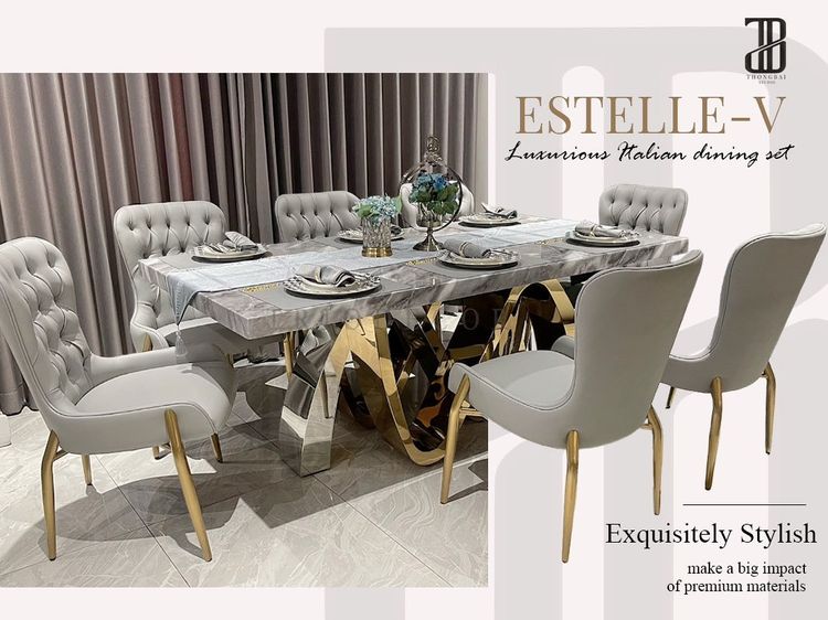 𝙴𝚂𝚃𝙴𝙻𝙻𝙴-𝚅 𝚕𝚞𝚡𝚞𝚛𝚒𝚘𝚞𝚜 𝙸𝚝𝚊𝚕𝚒𝚊𝚗 𝚍𝚒𝚗𝚒𝚗𝚐 𝚜𝚎𝚝   ชุดโต๊ะอาหารเหลี่ยม 𝟼ที่นั่ง 𝟸𝟶𝟶𝚌𝚖. รุ่น เอสเทล 𝟻 รูปที่ 9