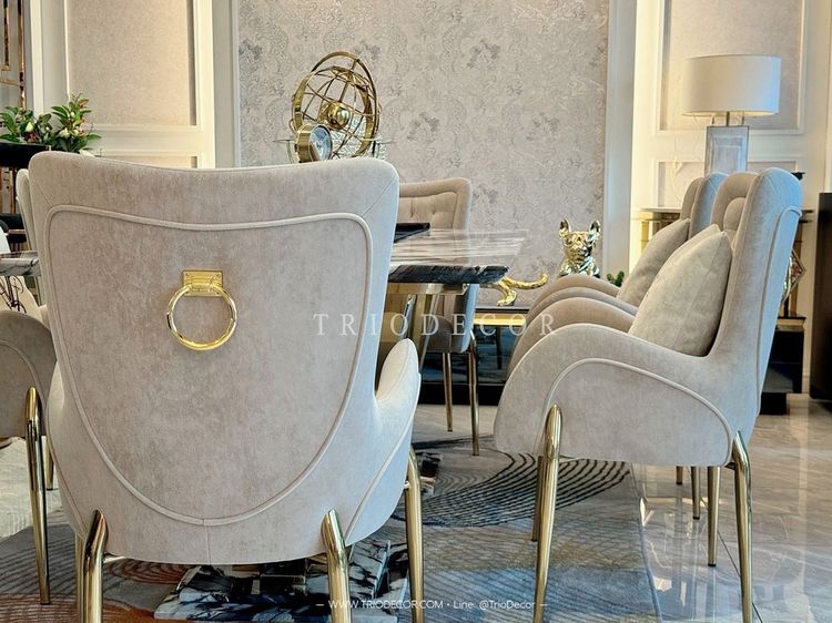 ABRAXAS-I (WHITE ARABESCATO)  luxurious Italian dining set ชุดโต๊ะอาหารท็อปหิน 6ที่นั่ง รุ่น อะบราซัส 1 รูปที่ 11