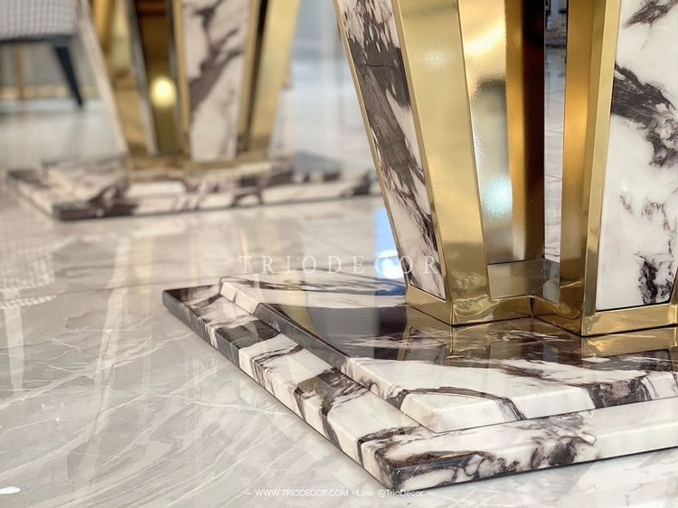 ABRAXAS-I (WHITE ARABESCATO)  luxurious Italian dining set ชุดโต๊ะอาหารท็อปหิน 6ที่นั่ง รุ่น อะบราซัส 1 รูปที่ 7