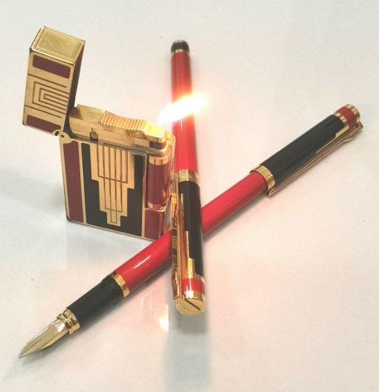 ชุดไฟแช็คและปากกา S.T.Dupont Art Deco 1996 Collection Limited Edition Lighter Pen​ And​ Fountain Pen กล่องใบครบ