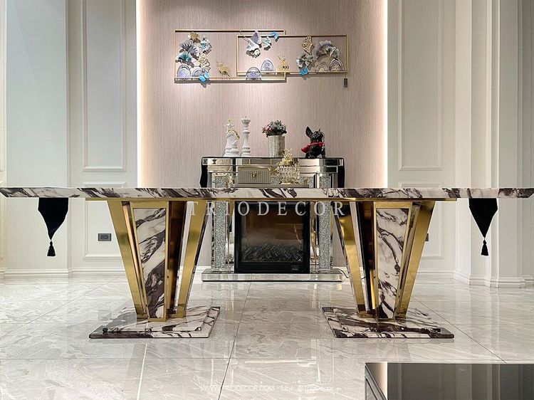 ABRAXAS luxurious Italian dining table โต๊ะอาหารท็อปหิน 240cm รุ่น อะบราซัส รูปที่ 8