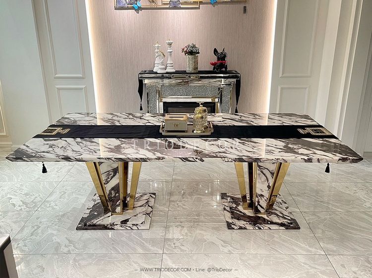 ABRAXAS luxurious Italian dining table โต๊ะอาหารท็อปหิน 240cm รุ่น อะบราซัส รูปที่ 7