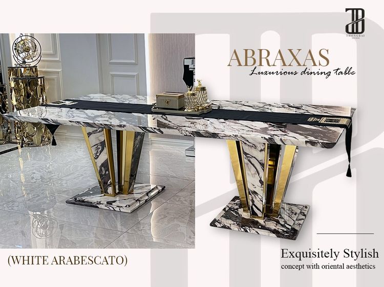 ABRAXAS luxurious Italian dining table โต๊ะอาหารท็อปหิน 240cm รุ่น อะบราซัส รูปที่ 9