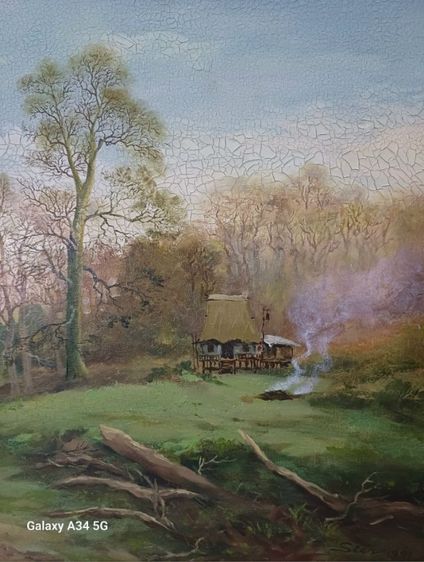 🖼 ภาพวาดสีน้ำมันบนผืนผ้าใบ(Oil on Canvas) ภาพวาดของจริง Original ชื่อภาพ"ชนบท" วาดโดย"Sien" วาดเมื่อปี 1991 เป็นของเก่า ไม่มีตำหนิใดๆ รูปที่ 4