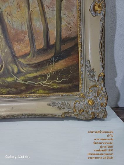 🖼 ภาพวาดสีน้ำมันบนผืนผ้าใบ(Oil on Canvas) เป็นภาพวาดของจริง Original ชื่อภาพ"หน้าแล้ง" วาดโดย"Sien" วาดปี 1991 เป็นของเก่า ไม่มีตำหนิใดๆ รูปที่ 9