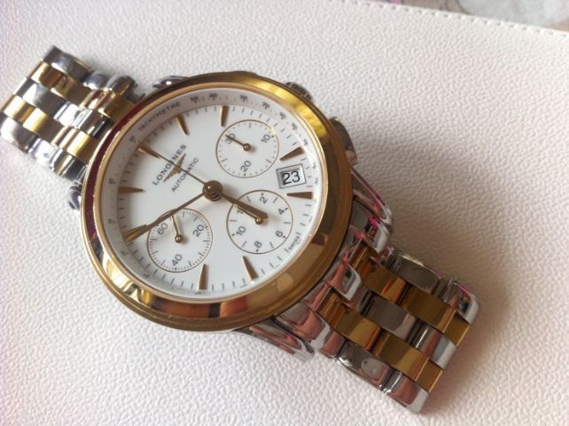 ขาว Longins นาฬิกาLongines Chino .ชาย