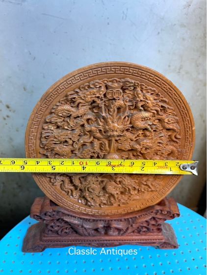 เก้ามังกร ไม้แกะสลัก พร้อมขาตั้งสะสมA3 รูปที่ 10