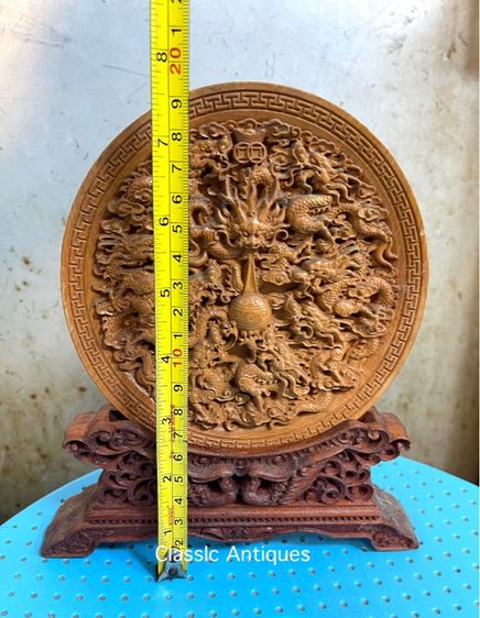 เก้ามังกร ไม้แกะสลัก พร้อมขาตั้งสะสมA3 รูปที่ 9