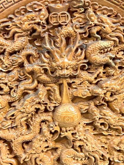 เก้ามังกร ไม้แกะสลัก พร้อมขาตั้งสะสมA3 รูปที่ 4