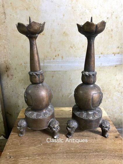 เชิงเทียน ขาสิงห์ ทองเหลืองสะสม รูปที่ 5