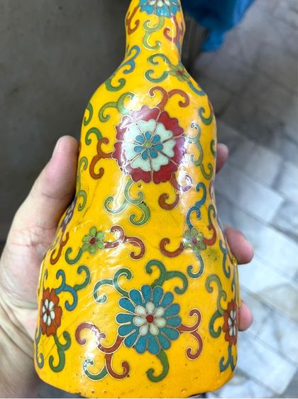 เจ้าแม่กวนอิม ทองเหลืองถมปัด สีเหลือง A3 รูปที่ 7