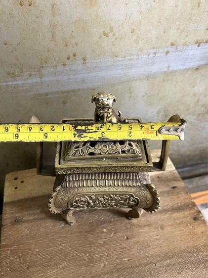 กระถาง กำยาน  หัวสิงห์ทองเหลือง สะสม A5 รูปที่ 12