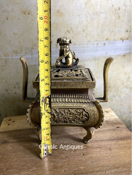 กระถาง กำยาน  หัวสิงห์ทองเหลือง สะสม A5 รูปที่ 11