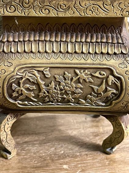 กระถาง กำยาน  หัวสิงห์ทองเหลือง สะสม A5 รูปที่ 7