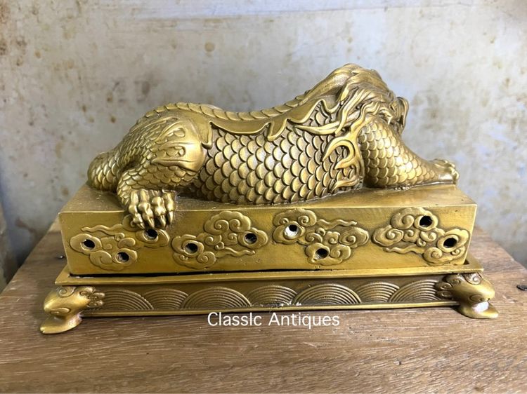 กระถาง กำยาน  หัวสิงห์ทองเหลือง A4 รูปที่ 5