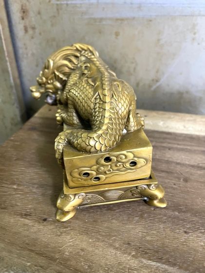 กระถาง กำยาน  หัวสิงห์ทองเหลือง A4 รูปที่ 4