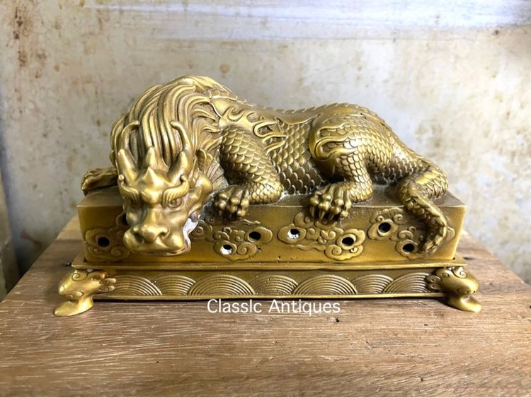 กระถาง กำยาน  หัวสิงห์ทองเหลือง A4