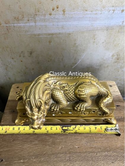 กระถาง กำยาน  หัวสิงห์ทองเหลือง A4 รูปที่ 10