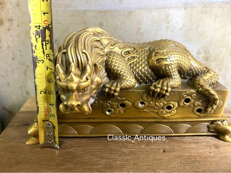 กระถาง กำยาน  หัวสิงห์ทองเหลือง A4 รูปที่ 11