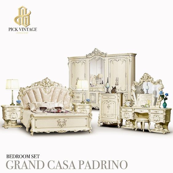 ไม้ GRAND CASA PADRINO EXCLUSIVE BEDROOM SET ชุดห้องนอนหลุยส์  เกรดพรีเมี่ยม รุ่น แกรนด์ คาซ่า พาดริโน
