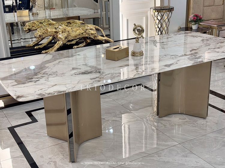 DIVINO luxurious Italian dining table โต๊ะอาหารท็อปหิน 240ซม. รุ่น ดีวิโน รูปที่ 3