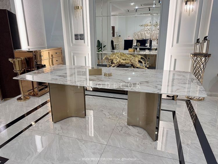 DIVINO luxurious Italian dining table โต๊ะอาหารท็อปหิน 240ซม. รุ่น ดีวิโน รูปที่ 4