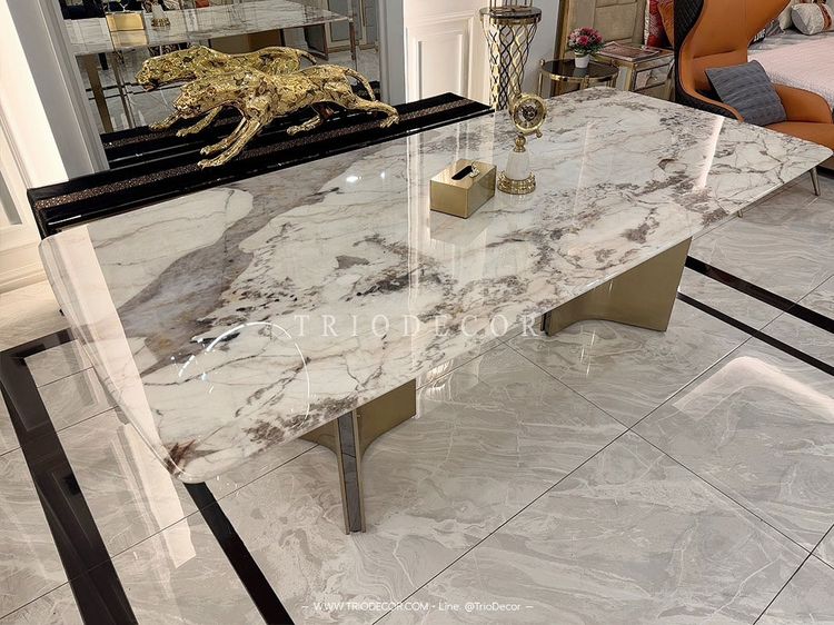 DIVINO luxurious Italian dining table โต๊ะอาหารท็อปหิน 240ซม. รุ่น ดีวิโน รูปที่ 11
