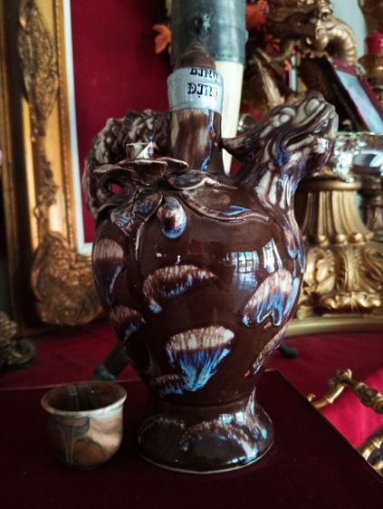 ขวดมังกรเก่าโบราณเนื้อกระเบื้องเคลือบเขียนสีลายนูนสภาพเยี่ยม รูปที่ 8