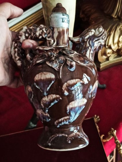 ขวดมังกรเก่าโบราณเนื้อกระเบื้องเคลือบเขียนสีลายนูนสภาพเยี่ยม รูปที่ 3