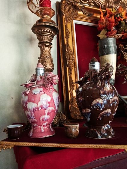 ขวดมังกรเก่าโบราณเนื้อกระเบื้องเคลือบเขียนสีลายนูนสภาพเยี่ยม รูปที่ 16